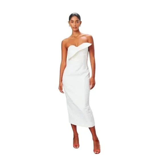 MARA HOFFMAN Lisha Strapless Cotton Midi Dress Ivory Womens Size 00